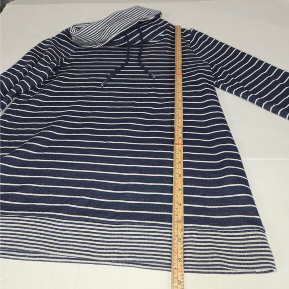 Chicos Women Size 0 Small 4 Pullover Shirt Stretch Blue White Striped Nautical - Picture 5 of 10